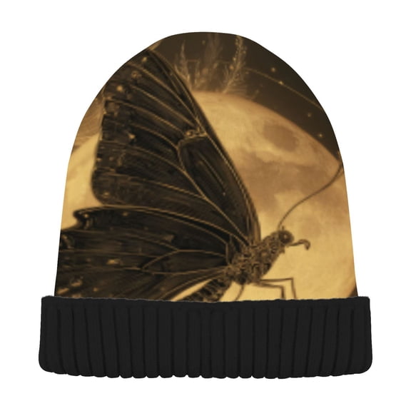 BZSMCE Winter Beanie Hats Warm Cozy Cap Moonwheel Monarch Pattern