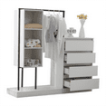 thumbnail image 4 of Glavbiku Modern Wardrobe with 4 Drawers, 3 Shelves,Hanging Rod,Closet Storage Armoires,White, 4 of 10