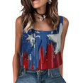 thumbnail image 2 of HEILAU 4th of July Tank Tops for Women Vest Ruffled Square Neck Printed Shirt 2025 Summer Casual Loose Sleeveless Cute T Shirt Independence Day Shirts, 2 of 8
