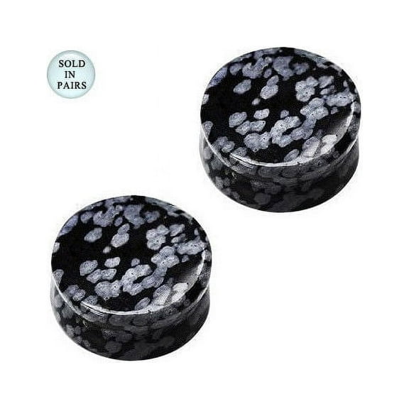 Large Gauge Black with White Spots Stone Saddle Ear Plug