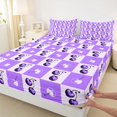 thumbnail image 3 of Homewish Cute Cartoon Cherry Full Size Sheets,Purple White Bed Sheets,Minimalist Checkered Sheet Sets For Girl Boys,Luxury Bedroom Decor,4pcs, 3 of 7