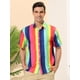 thumbnail image 2 of Camisa a rayas de verano para hombre Lars Amadeus Camisas de rayas verticales de bloque de color de playa con botones de manga corta verde rosa XXL, 2 of 6