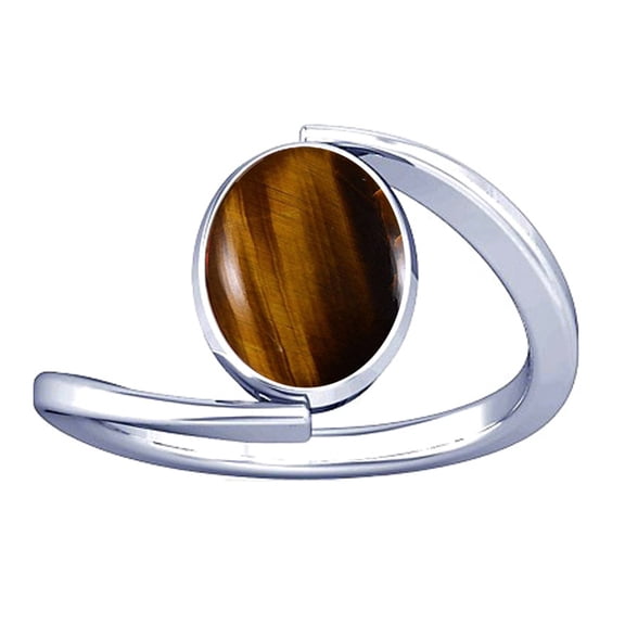 Divya Shakti 6.25-6.50 Carat Tiger's eye Chitti Gemstone Silver Ring for Women