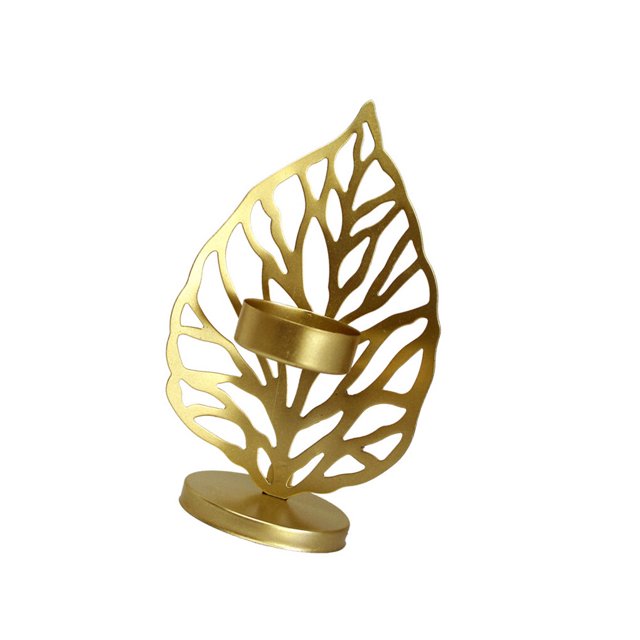 Matsuzay 1 candelabro con forma de hoja, candelabro de soldadura de hierro para decoración del hogar, adorno de Navidad, Feliz Año Nuevo 2021 Decoración del hogar