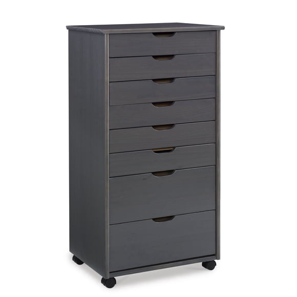 Craydon Eight-Drawer Rolling Storage Cart, Grey