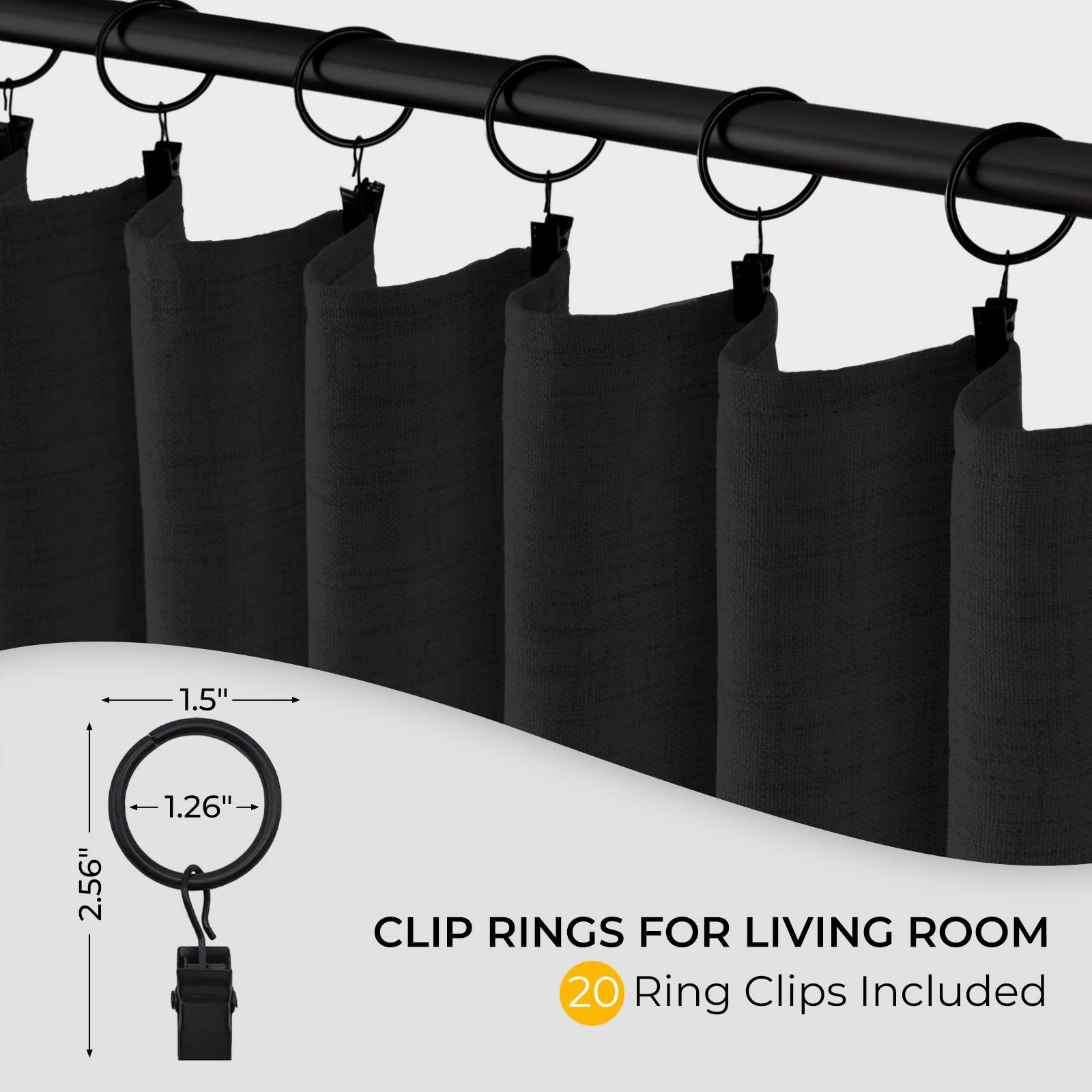 NewBuros 100% Blackout Curtain Panels, 50" x 84", Black photo 5