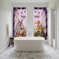 thumbnail image 4 of Happy Easter Kitchen Curtain for Berdoom Living Room Cafe 72 Inch Length, Bunny Eggs Spring Mushrooms Plants Purple Plaid Tiers Curtains Light Filtering Drapes Window Treatment 2 Panels 52"Wx72"L, 4 of 8