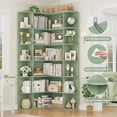 thumbnail image 7 of Homfa 73.9” Tall Corner Bookcase, 6 Tier L-Shaped Large Display Bookshelf with Curved Edges for Living Room Home Office Study, Green, 7 of 7