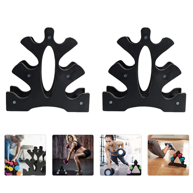 OULII 2pcs Small Weight Rack Black PP Compact Support for Exercise Area