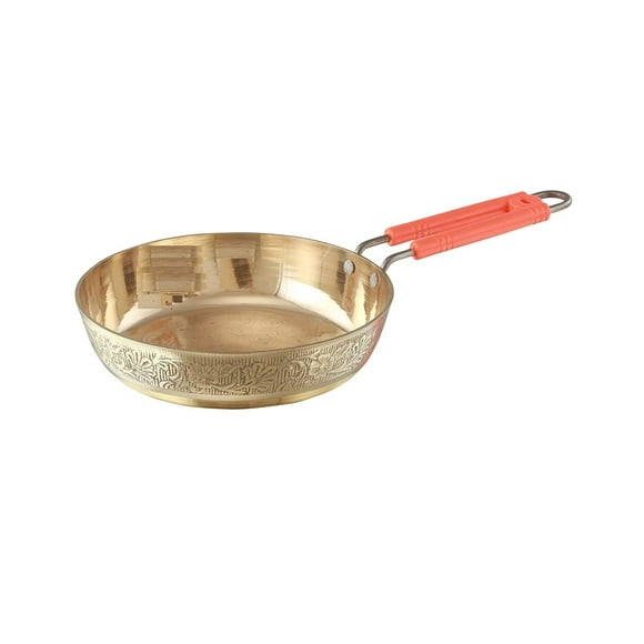 Golden Brass Frying Pan - Fry Pan 1200 ML | 100% Non-toxic Scratch Resistant | Strong & Long Lasting