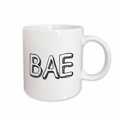 

3dRose Bae block letters on white background Ceramic Mug 15-ounce
