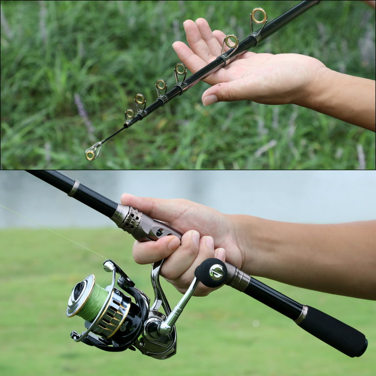 [Christmas Savings CLEARANCE!!!]Sougayilang Telescopic Fishing Rod 24T  Carbon Fiber Lightweight Spinning Fishing Pole with CNC Reel Seat