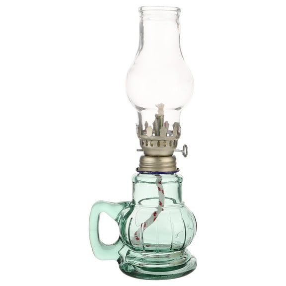 Oil Lamp with Handle Vintage Glass Kerosene Lamp Antique Oil Lamps for Indoor Use Emergency Lighting Hurricane Lamp Chamber Oil Lantern 7.7" Height