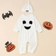 thumbnail image 2 of FYDUU Adorable Print Boys Romper Halloween Baby Jumpsuit Long Sleeve Outfit With Hat For Toddler Cute Kids Clothes 0-3 Months, 2 of 7