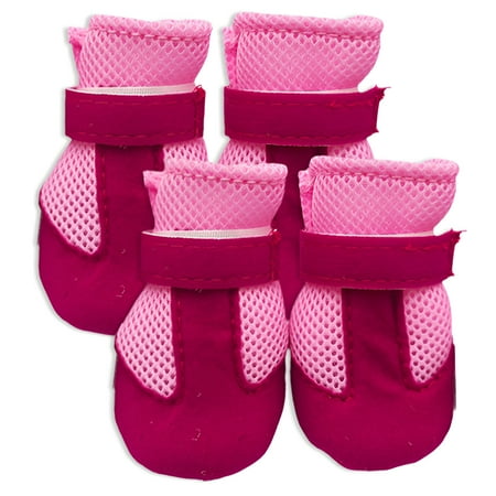 TELOLY 4Pcs Dog Shoes Sandal Style Dog Boots Summer Comfort Dog Boots for Small Dogs Pink M