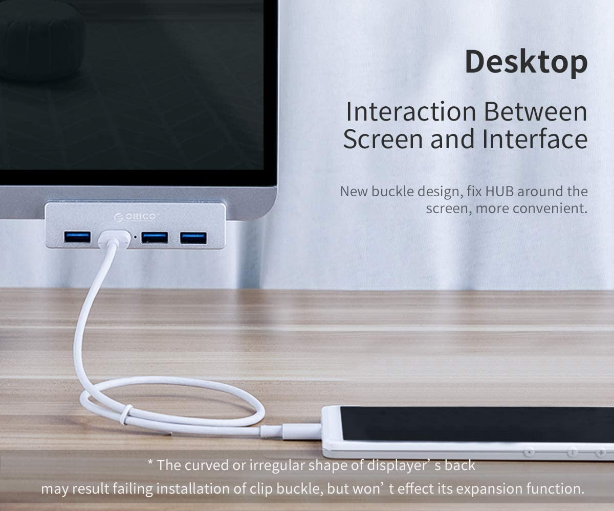 ORICO Powered USB Hub Type C to USB 3.0 Adapter with 4 USB 3.0 Ports Aluminum Clamp Design for Desktop