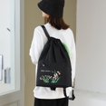 thumbnail image 2 of Women Drawstring Backpack with Zipper Pocket Floral Print Backpack Yoga Backpack, 2 of 7