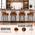 thumbnail image 3 of Dayalane 30" Bar Stools Set of 2, Modern Faux Leather Upholstered Barstools with Back and Footrest, Kitchen Island Bar Stools with Armrests for Pub Home Bar Dining Room Bistro, Brown, 3 of 12