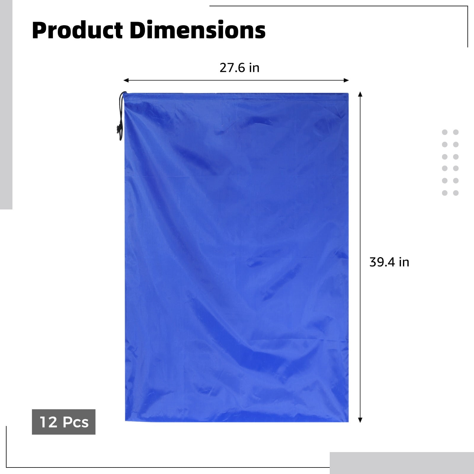 12 Pcs Extra Large Laundry Bags, Drawstring Storage Bags, Oxford Cloth Dirty Clothes Organizers, Large Capacity Hamper Liners for Laundry Room, 27.6×39.4"