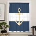thumbnail image 4 of Yellow Anchor Nautical Semi Sheer Curtains Drapes for Living Room, Bedroom, French Doors Window 45 Inches Long, Navy Blue White Striped Rod Pocket Chiffon Curtain Drapery Voile Draperies Panel, 4 of 6