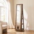 thumbnail image 6 of Nordic Hygge 360° Swivel Lockable Jewelry Cabinet with Full-Length Mirror & Rear Storage – Rustic Brown, 6 of 8