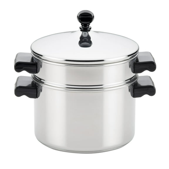 Farberware Classic Series 3 Quart Stainless Steel Stack 'n' Steam Sauce Pot and Steamer Set Induction Compatible, Metal Utensil and Dishwasher Safe, Stainless Steel