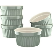 Kook 8 oz Porcelain Ramekins, Oven Safe, For Baking Pot Pies, Crème Brule, Lava Cake, Soup, Set of 6, Bay Leaf