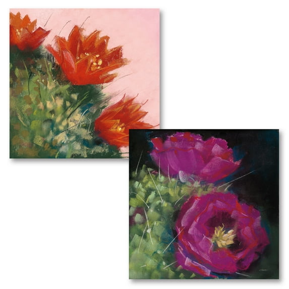 Gango Home Decor Contemporary Blooming Succulent III & IV by Carol Rowan (Printed on Paper); Two 16x16in Fine Art Paper Giclee Prints