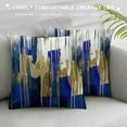 thumbnail image 3 of PHYHOO   Abstract Art Cushion Cases Navy Gold Grey Pillow Covers, Geometry Stripe Throw Pillow Covers  Golden Metallic Sequins Dark Blue Tie Dye Modern Cushion Cases, 3 of 5