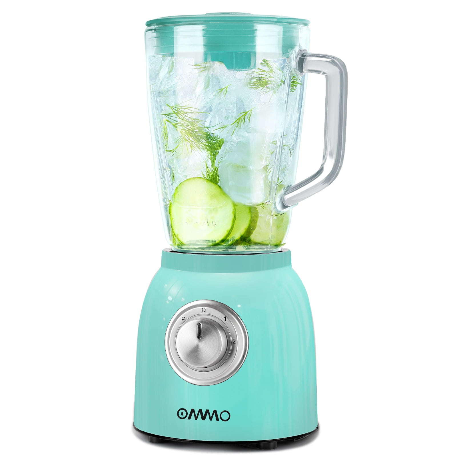 OMMO Blender for Kitchen, 53oz/1.5L Glass Jar Speeds Countertop Blender with Removable Stainless Steel Blades for Smoothies Frozen Drinks Ice Crush, Green Walmart.com
