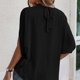 thumbnail image 5 of Blusa de manga corta con lazo en la espalda, color puro, informal, ajustada, para mujer, verano, 5 of 7