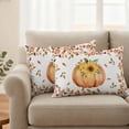 thumbnail image 2 of Fall Pumpkin Outdoor Waterproof Pillow Covers, Thanksgiving Eucalyptus Sunflower Rose Decorative Rectangle Throw Pillowcase Sofa Cushion Sham for Patio/Couch/Chair, 20"x12" 2 Pack, 2 of 8