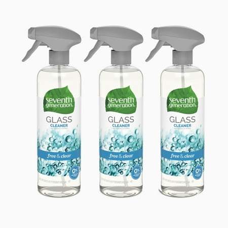 (3 pack) (Buy 2, Get 1 FREE ) Seventh generation glass cleaner, free & clear, 23 oz