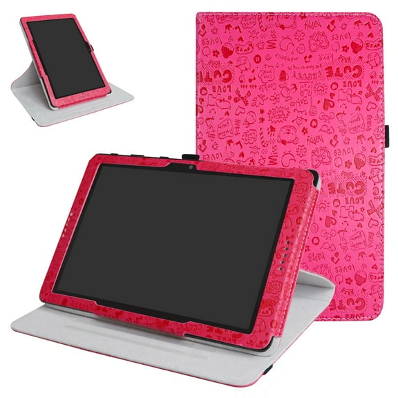 Labanema 10.0" AT&T Primetime Case, 360 Degree Rotary Stand 10.0" AT&T Primetime Cover, Anti Scratch Waterproof Protective Case for 10.0" AT&T Primetime (Rose Red)