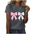 thumbnail image 2 of Ounisa Love Heart Bows Graphic Tees Cute Shirt Women Loose Fit Short Sleeve Top Valentines Shirts, 2 of 5