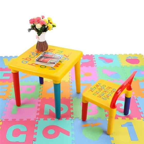 Hilitand Kids Table And Chairs Play Set Plastic Diy Toddler Child Toy Activity Furniture In Outdoor Gift For Children Educational Learning Set