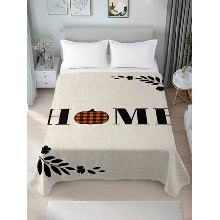 California King Flat Sheet Only Home Autumn Pumpkin Soft Microfiber Cooling Bedding Sheets Retro Leaves on Linen Flat Bed Sheet for Hotel Home Decor