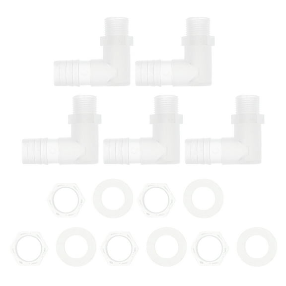 Unique Bargains 5/8" Hose ID G3/8 Male NPT Elbow Barb Connector PP Clear 1 Set