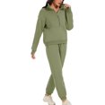thumbnail image 3 of LAICAIW Women's Fleece Two Piece Outfit Half Zip Sweatshirt and Joggers Pants Set Tracksuit, 3 of 5