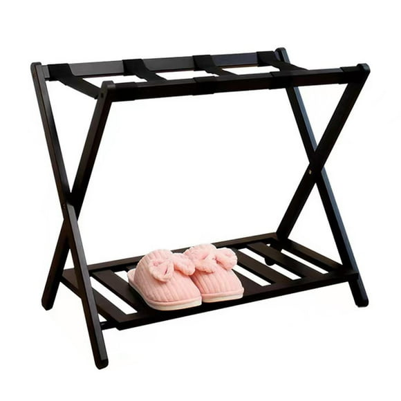 Folding Luggage Rack with Shelf Folding Casual Floor Standing Extra Wide Hotel Luggage Rack Suitcase Stand for Home Travel Furniture Bedroom