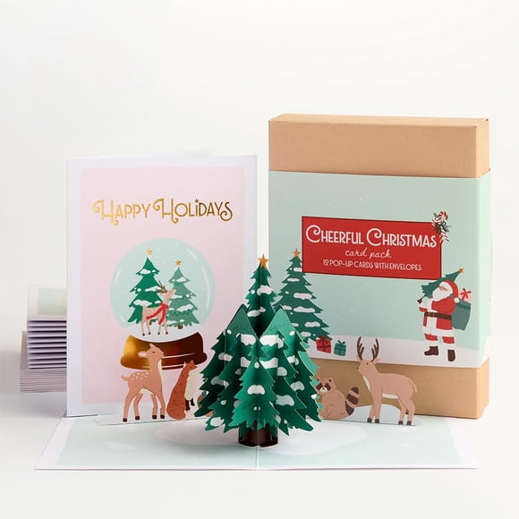 Lovepop Cheerful Christmas Holiday Box Set (Assorted 12-Pack) Pop-Up Card for Her and Him - 3D Holidays Greeting Cards for Men, Women - 4.5" x 5.9" P
