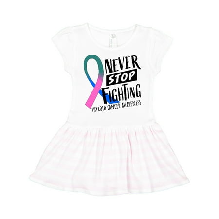 

Inktastic Never Stop Fighting Thyroid Cancer Awareness Ribbon Gift Toddler Girl Dress