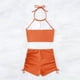 thumbnail image 5 of Traje de baño para mujer, conjunto de bikini sin espalda con cuerpo dividido de color sólido para mujer, trajes de baño para mujer, 5 of 5