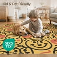 thumbnail image 4 of ODIKA 8'x10' Washable Area Rug Retro Contemporary Funky Portrait Playful Dot Bathroom Abstract for Dining Room, Large Office, Lounge, Non-Slip Chair-Friendly Mat, 4 of 7