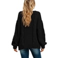 thumbnail image 3 of Womens Chunky Cable Knit Cardigan Sweaters Open Front Long Sleeve Slouchy Fall Outwear Coats, 2XL, 3 of 6