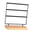 thumbnail image 2 of Soporte para joyería, soporte para pendientes con Base de madera, 2 ranuras para anillos, organizador de joyas, soporte organizador para tocador de Negro, 2 of 9