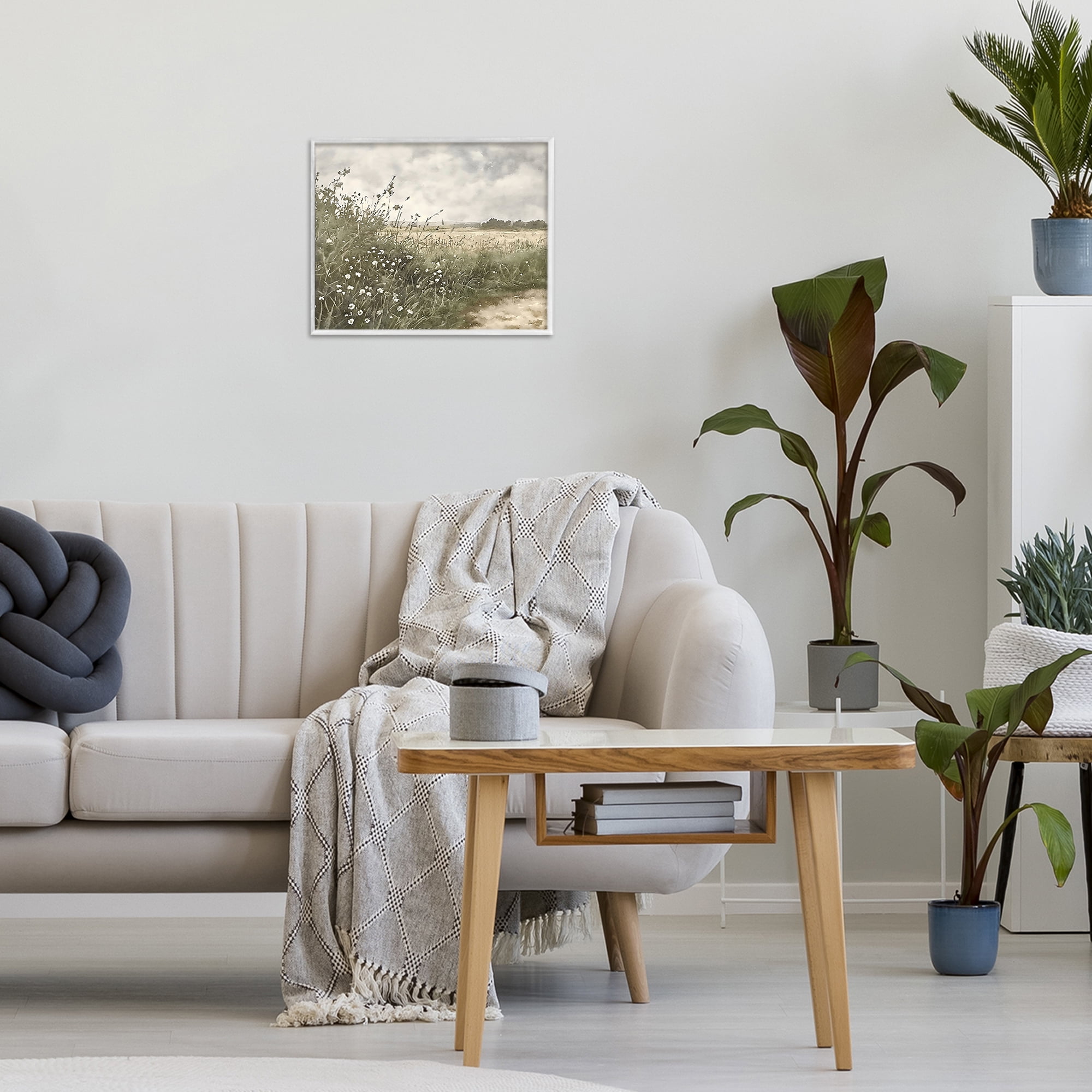 Stupell Industries Soft Meadow Landscape at Dusk White Framed Giclee Art, design by Riley B