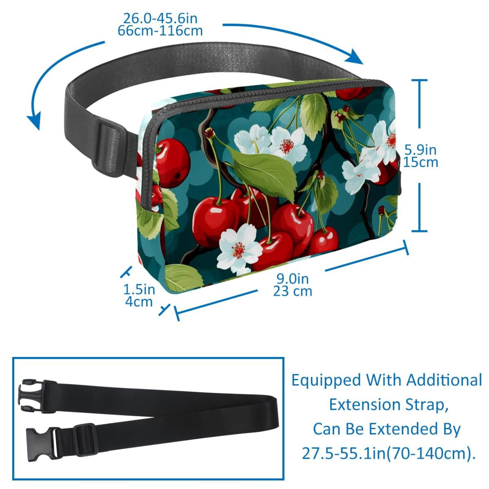 Cherry Adjustable Lightweight Fanny Pack with Extension Strap - Unisex Belt Bag and Crossbody Bag