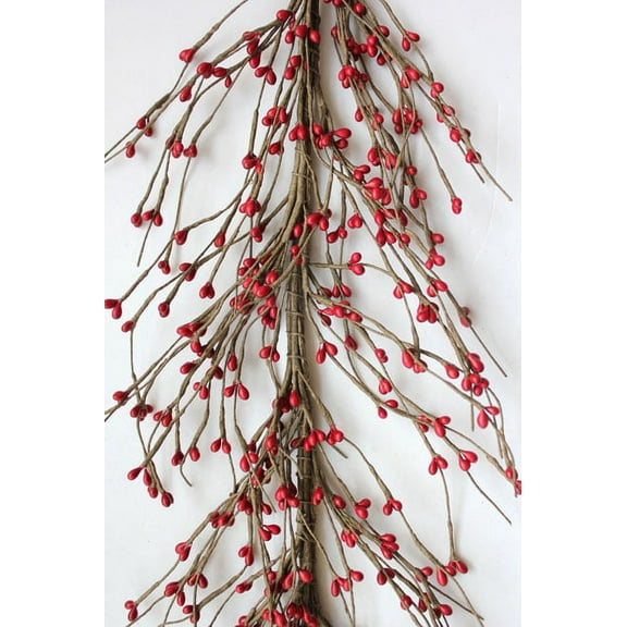 EV-C1 Primitive Pip Berry Garland in Red Color - 5 foot / 60 inches Length, Christmas / Holiday Décor, Home Décor, Wedding, Fireplace, Kitchen and Dining Table Décor