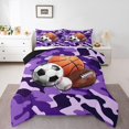 thumbnail image 1 of Erosebridal Ensemble de Literie de Basketball Football pour Lit Simple, Couette Camouflage Violet, Réversible, 1 of 7
